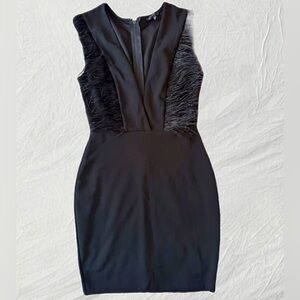 Fashion Nova Sleek Black Faux Feathered Sleeveless Dress (BRAND NEW)